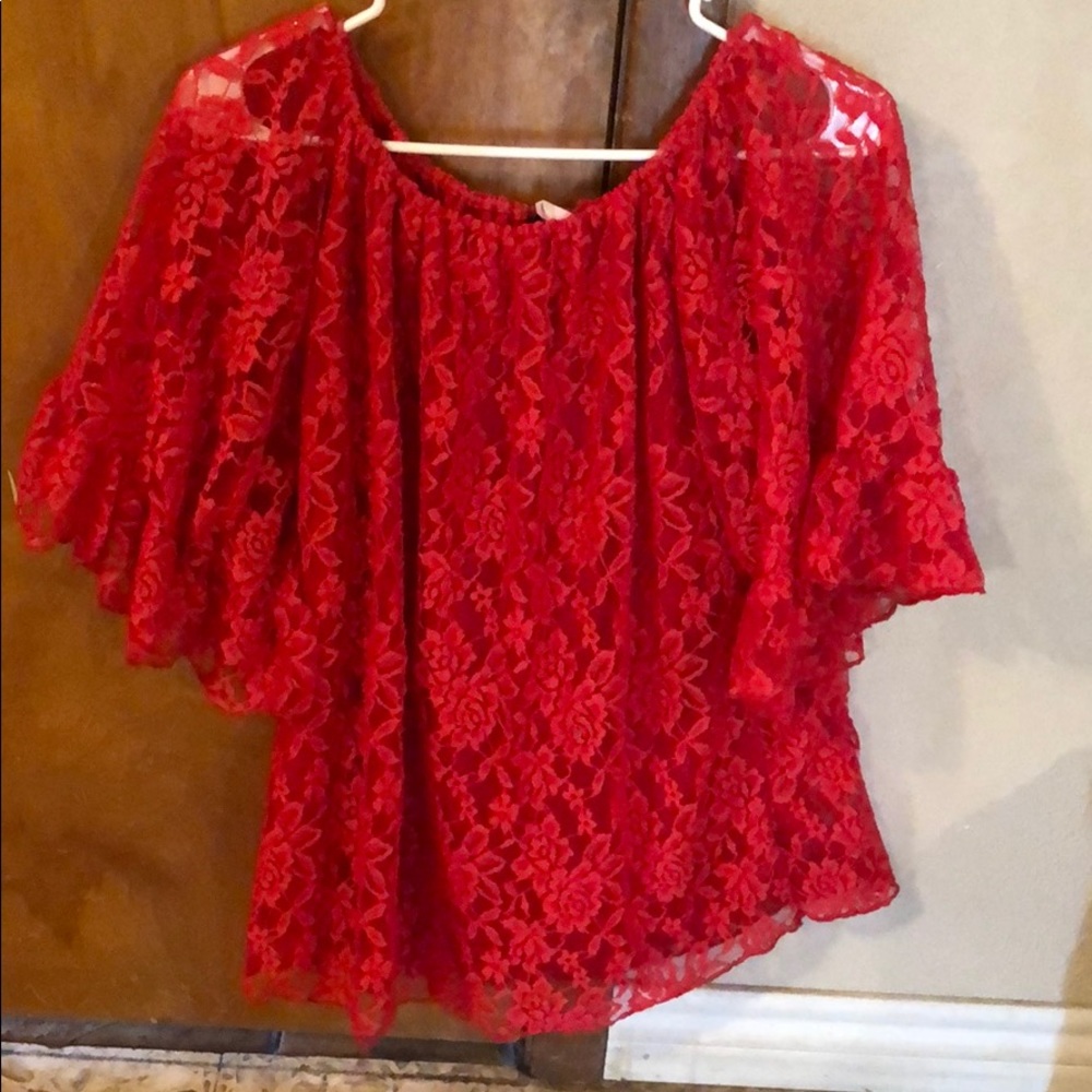 red lace dressy shirt